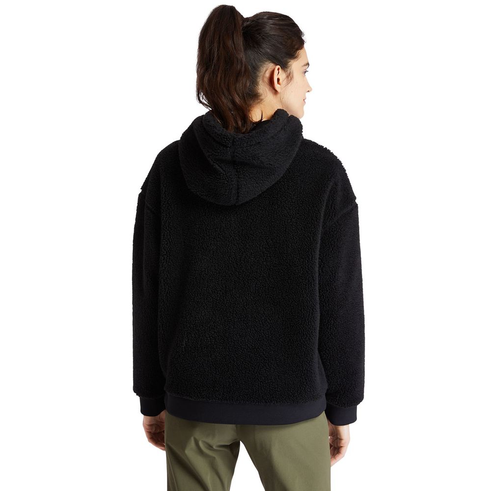 Timberland Womens Hoodie Recycled-Fleece - Black - India TA7503129